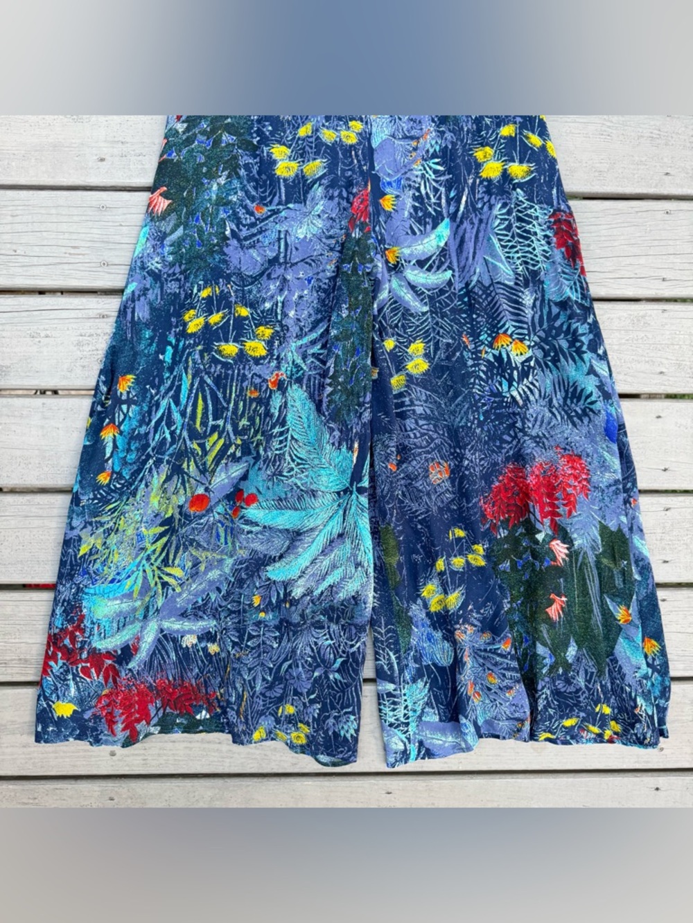 Label by Ritu Kumar Blue Floral Zip Up Flared Jumpsuit size M - Picture 12 of 16